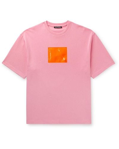 Acne Studios Exford Inflatable Logo-appliquéd Cotton-jersey T-shirt - Pink