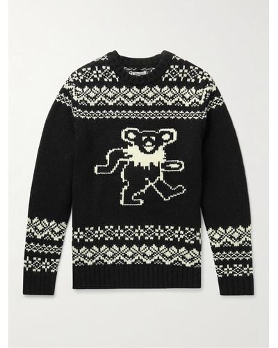 Schott Nyc Grateful Dead Pullover aus einer Wollmischung mit Intarsienmuster - Schwarz