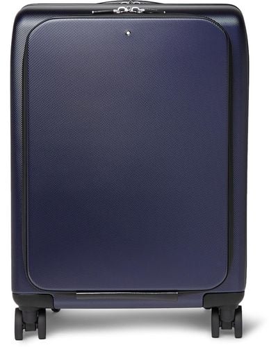 Montblanc Nightflight Leather-trimmed Hardshell Carry-on Suitcase - Blue