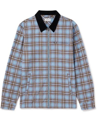 Saturdays NYC Ryan Corduroy-trimmed Checked Cotton-flannel Jacket - Blue