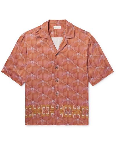 Dries Van Noten Cassi Camp-collar Printed Satin Shirt - Orange