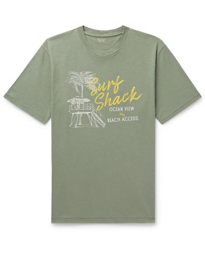 Hartford Surf Shack Printed Slub Cotton-jersey T-shirt - Green