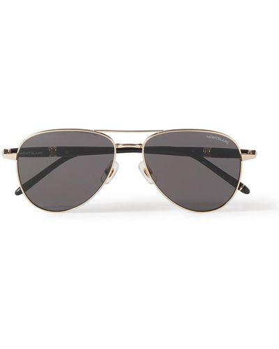 Montblanc Meisterstück Aviator-style Gold-tone Acetate Sunglasses - Gray