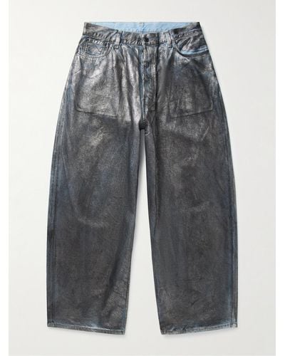Acne Studios Jeans a gamba larga in denim spalmato - Grigio