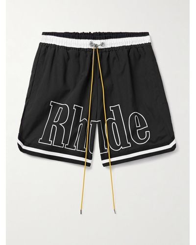 Rhude Straight-leg Mid-length Logo-print Striped Swim Shorts - Black