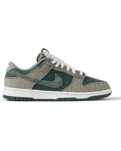 Nike Dunk Low Retro Prm Suede And Mesh-trimmed Leather Sneakers - Green