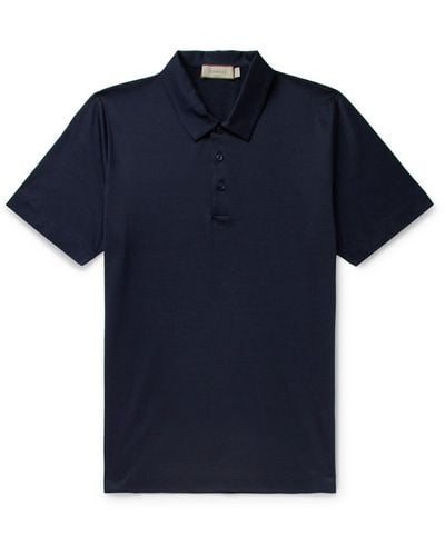 Canali Cotton-jersey Polo Shirt - Blue