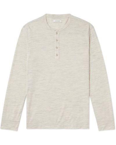 Club Monaco Space-dyed Wool-blend Henley T-shirt - White