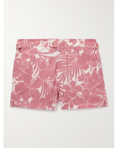 Tom Ford Slim-fit Short-length Printed Swim Shorts - Pink