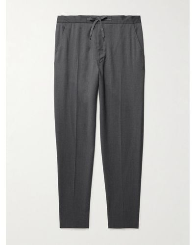 MR P. Tapered Wool Drawstring Trousers - Grey