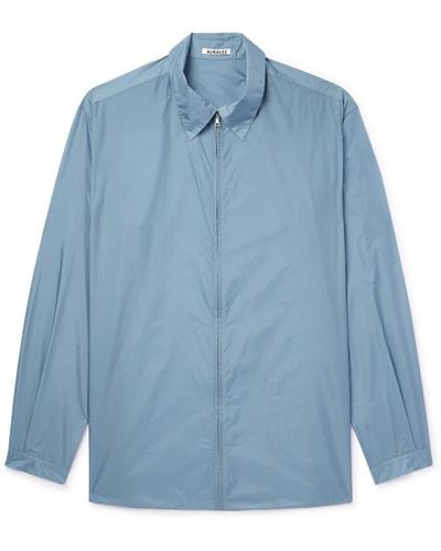 AURALEE Nylon Zip-up Overshirt - Blue