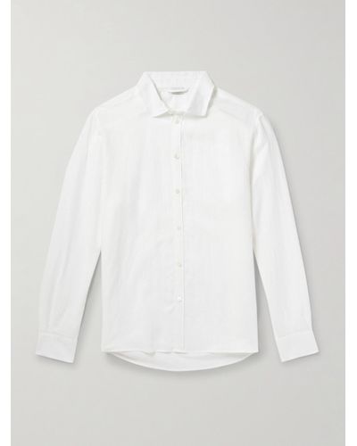Zimmerli of Switzerland Cutaway-collar Linen And Cotton-blend Shirt - White