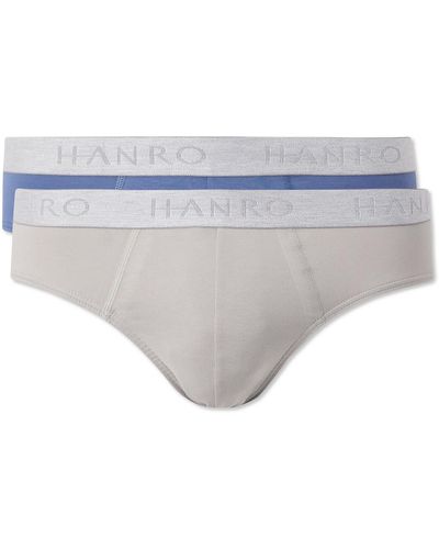 Hanro Essentials Two-pack Stretch-cotton Briefs - Gray