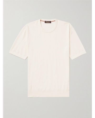 Loro Piana Cotton And Silk-blend Piqué T-shirt - Natural