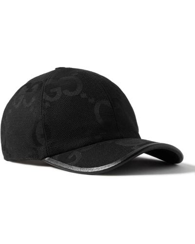 Gucci Leather-trimmed Monogrammed Cotton-blend Canvas Baseball Cap - Black