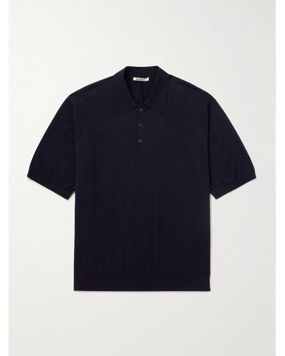 AURALEE Cotton Polo Shirt - Blue