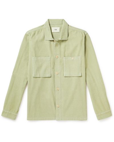 Folk Patch Cotton-corduroy Shirt Jacket - Green