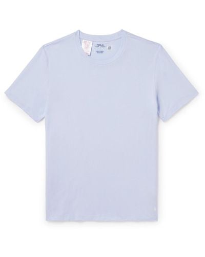 Polo Ralph Lauren Logo-embroidered Stretch Modal And Cotton-blend Jersey Pajama T-shirt - Blue