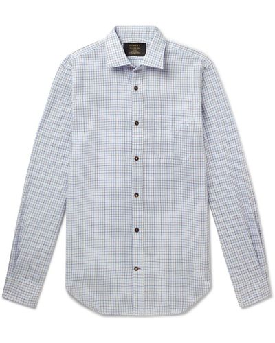 James Purdey & Sons Checked Cotton And Cashmere-blend Shirt - White