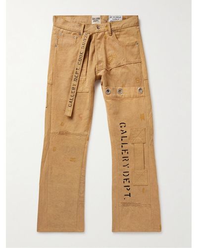 GALLERY DEPT. Straight-leg Embellished Printed Cotton-canvas Cargo Pants - Natural