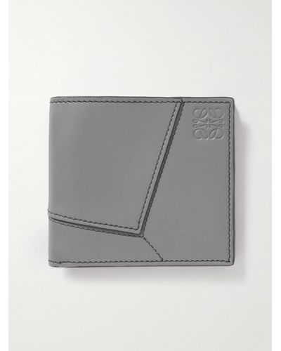 Loewe Puzzle Logo-debossed Leather Bifold Wallet - Grey