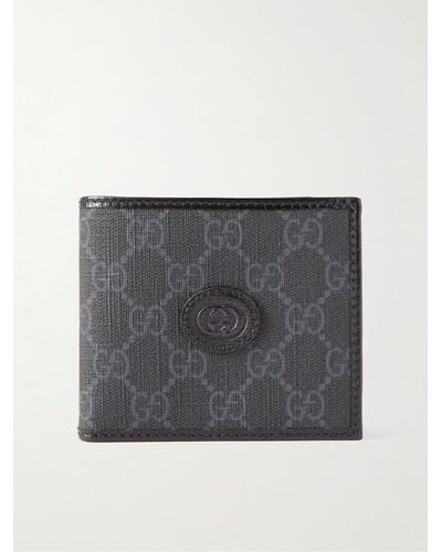 Gucci Leather-Trimmed Monogrammed Supreme Coated-Canvas Billfold Wallet - Grau