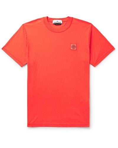 Stone Island Logo-appliquéd Cotton-jersey T-shirt - Red