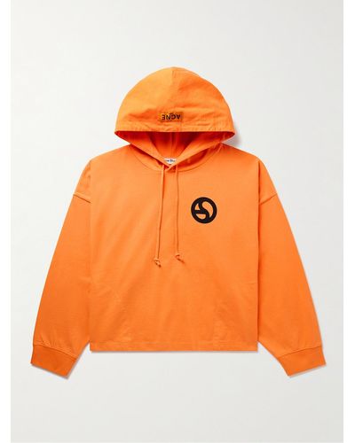 Acne Studios Felpa in jersey di cotone con cappuccio e logo Fester H U - Arancione