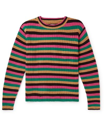 Wales Bonner Striped Ribbed Wool-blend Chenille Sweater - Multicolor