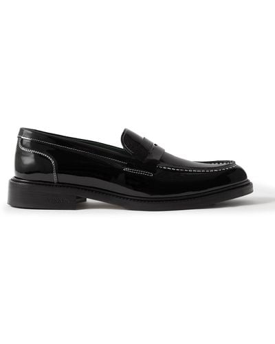 VINNY'S Townee Patent-leather Penny Loafers - Black