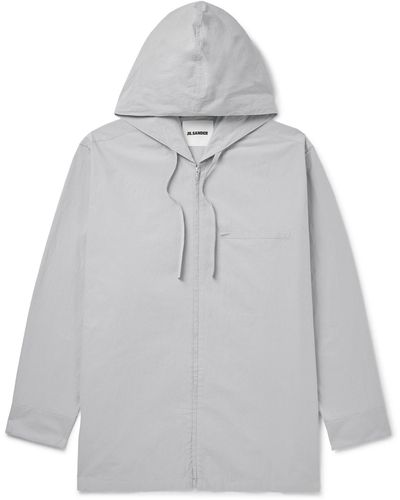 Jil Sander Textured-cotton Hooded Jacket - Gray