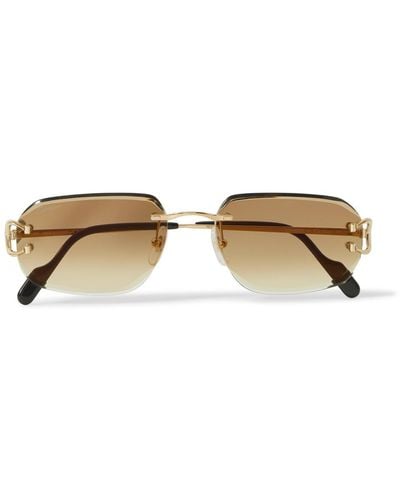 Cartier Signature C Rimless Rectangular-frame Gold-tone Sunglasses - Natural