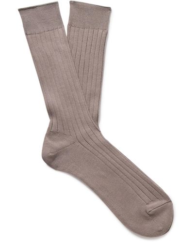 MR P. Ribbed Cotton-blend Socks - Gray