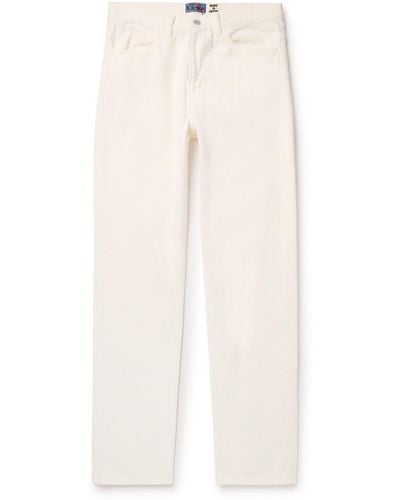 Blue Blue Japan Straight-leg Sashiko Cotton Pants - White