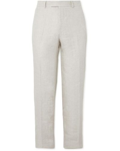 Favourbrook Dawlish Windsor Straight-leg Herringbone Linen Suit Pants - Gray