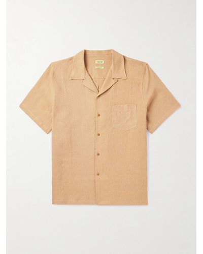 De Bonne Facture Convertible-collar Linen Shirt - Natural