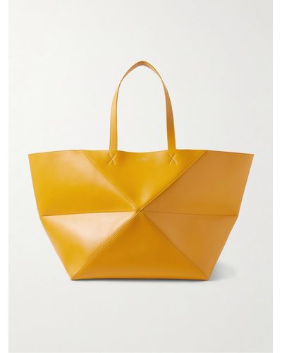 Loewe Tote bag extra-large in pelle a pannelli Puzzle Fold - Giallo