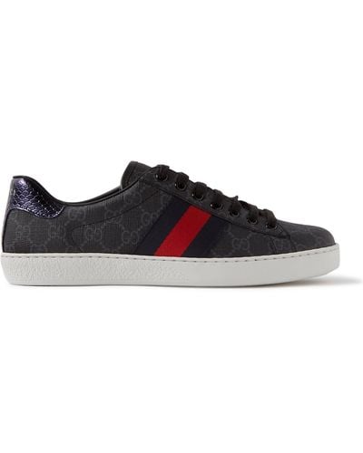 Gucci New Ace gg-pattern Canvas Low-top Sneakers - Black