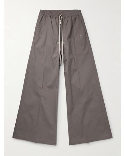 Rick Owens Bea Wide-leg Organic Cotton-blend Poplin Drawstring Pants - Grey