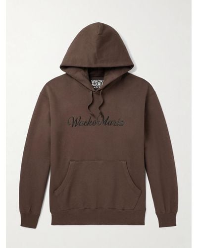 Wacko Maria Logo-embroidered Cotton-jersey Hoodie - Brown