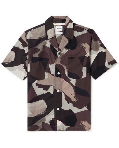 Norse Projects Mads Camp-collar Camouflage-print Cotton-poplin Shirt - Black