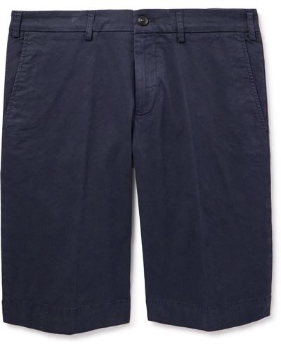 Canali Straight-leg Cotton-twill Shorts - Blue