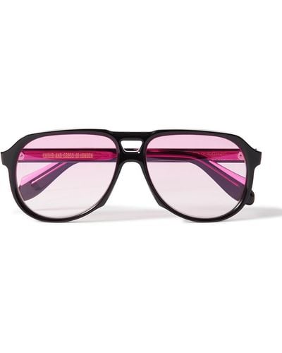 Cutler and Gross Aviator-style Acetate Sunglasses - Pink