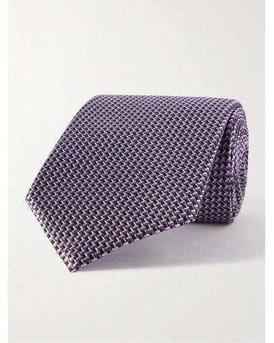 Tom Ford 8cm Striped Silk Tie - Purple