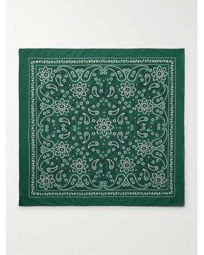 Drake's Paisley-print Cotton-voile Bandana - Green