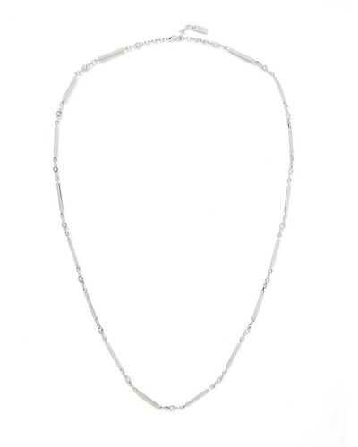 Saint Laurent Silver-tone Crystal Chain Necklace - White