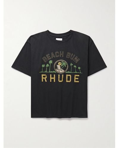 Rhude Palmera Logo-print Cotton-jersey T-shirt - Black