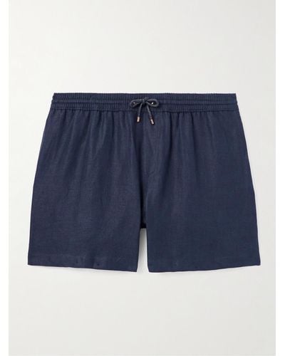 Agnona Straight-leg Linen Swim Shorts - Blue