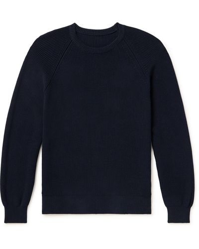 Anderson & Sheppard Ribbed Cotton Sweater - Blue