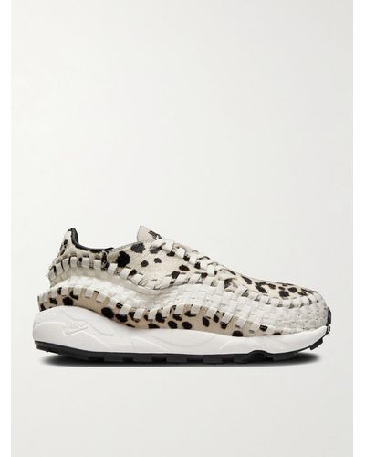 Nike Air Footscape Sneakers aus Stretch-Strick und Kalbshaar mit Print - Weiß